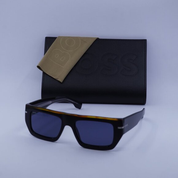 Hugo BOSS 1502/S 0I62 KU Rectangle Sunglasses – Black/Havana/Blue - Picture 6 of 11